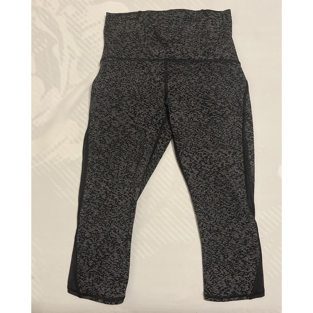 Lululemon Wunder Under Crop (High-Rise) 21" Leggings Black White Texture Design